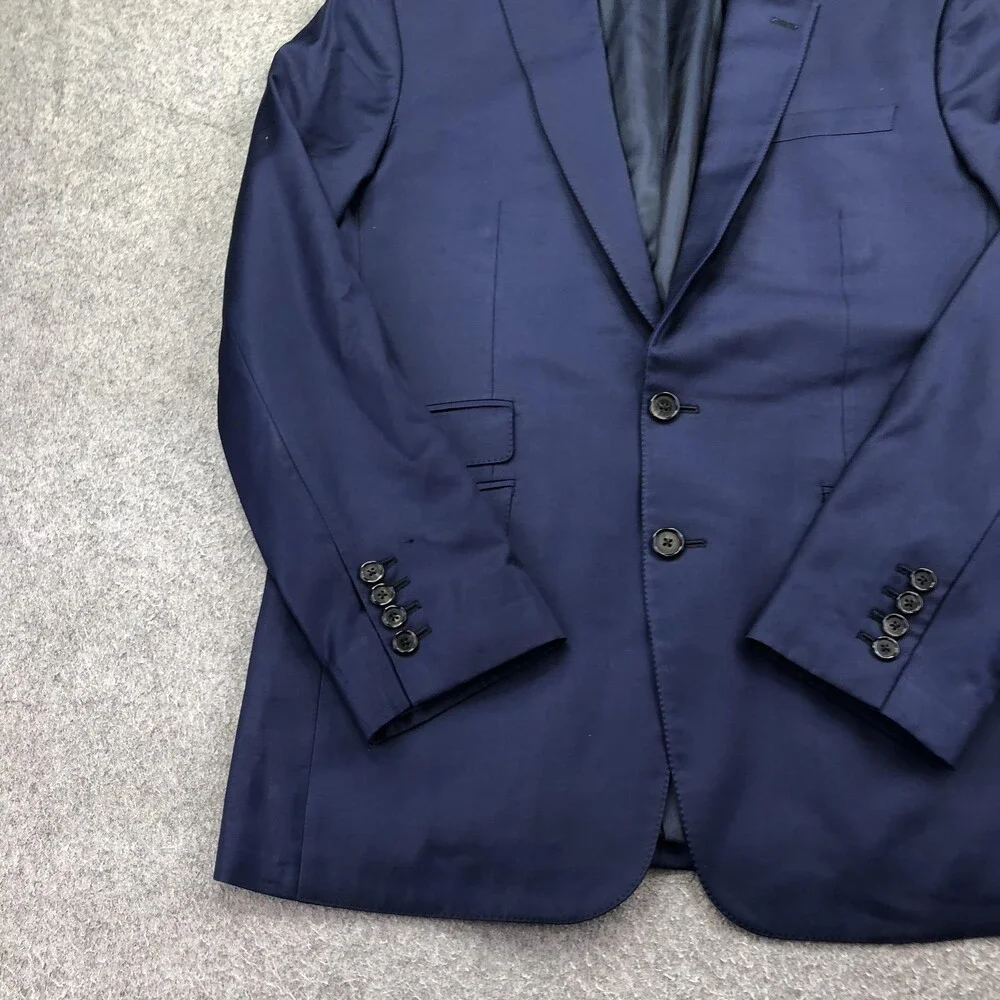 Marzoni Suit Jacket Mens 38 Blue Wool Solid 2 Button Italy Business Formal